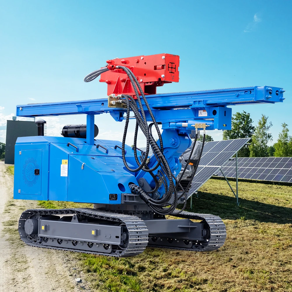 Hydraulic pile driver solar price Vibratory hammer press screw drilling pile driver machine for solar project