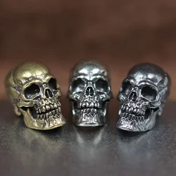 Punk Skull Head Retro Brass EDC Paracord Beads Umbrella Rope Woven Lanyard Pendants Handmade DIY Bracelets Keychains Accessories