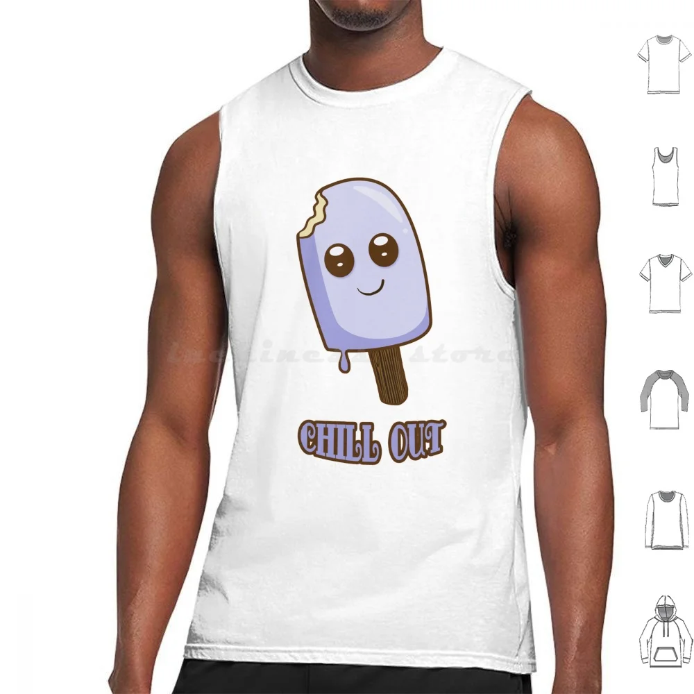 Chill Out-Cute Ice Lollie Tank Tops Print Cotton Summer Lick Holidays Beach Sun Cold Hot Face Cute Baby Funny Silly Witty