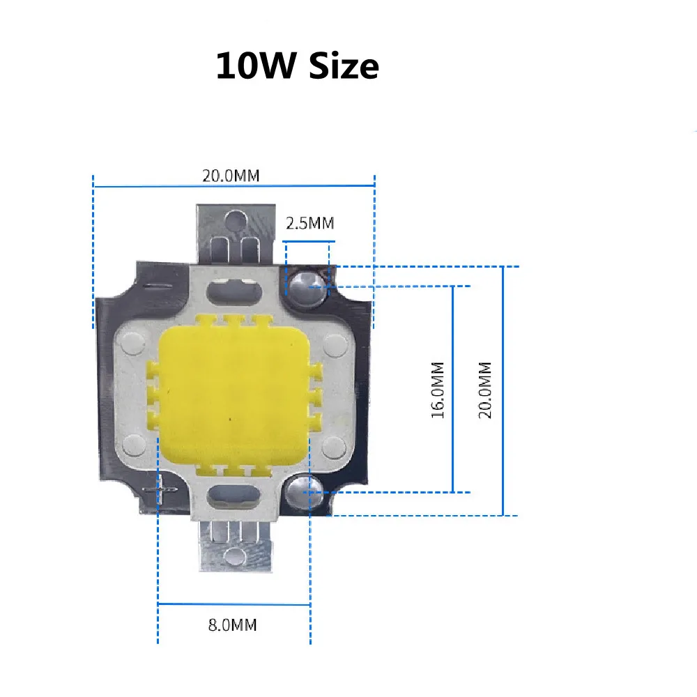 Chip de lámpara integrada de alta potencia, luz COB de 12V y 10W, foco reflector blanco/blanco cálido/Rojo/verde/azul/amarillo/UV/RGB