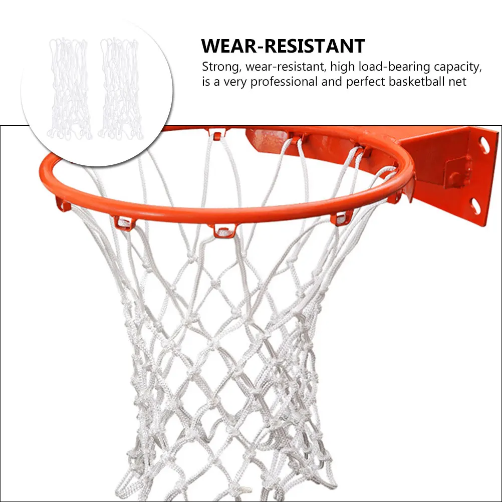 

2Pcs Durable Basketball Net Thickened Basketball Playing Net High Load-Bearing Basketball Supply Equipment