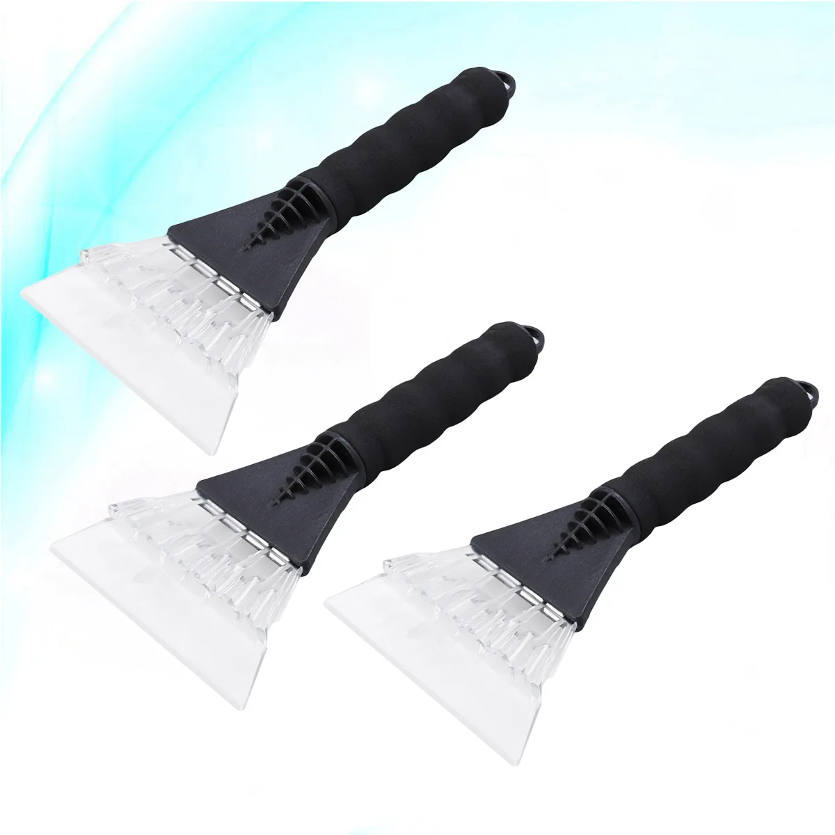 

3pcs Car Ice Scraper Snow Shovel Durable Plastic Non Slip Rubber Sleeve Easy Storage Portable Design Vehicle Windshield