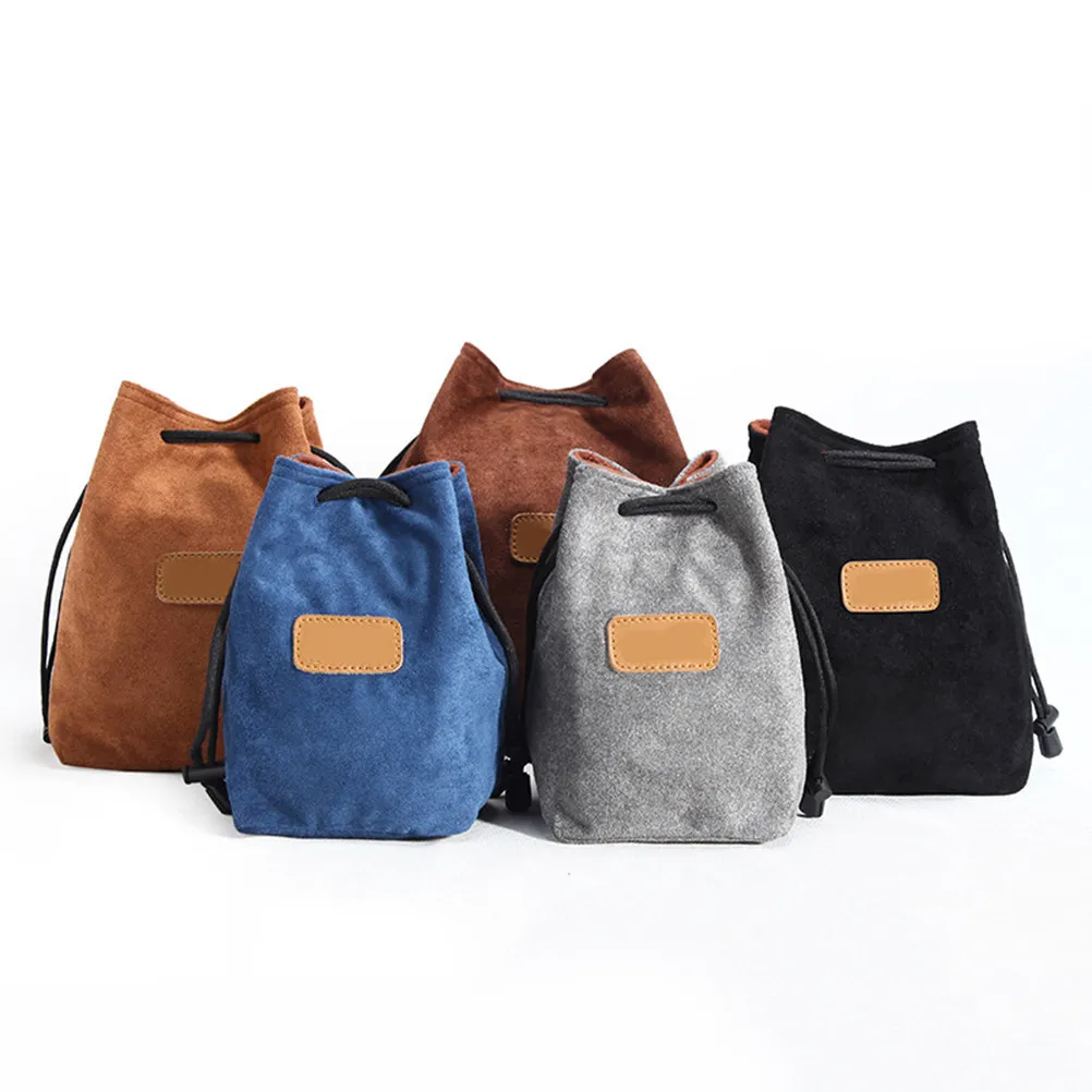 1Pcs Premium Compact Camera Lens Bag Protective Drawstring Pouch for Dslr Mirrorless Lenses Accessories Travel Storage Khaki S