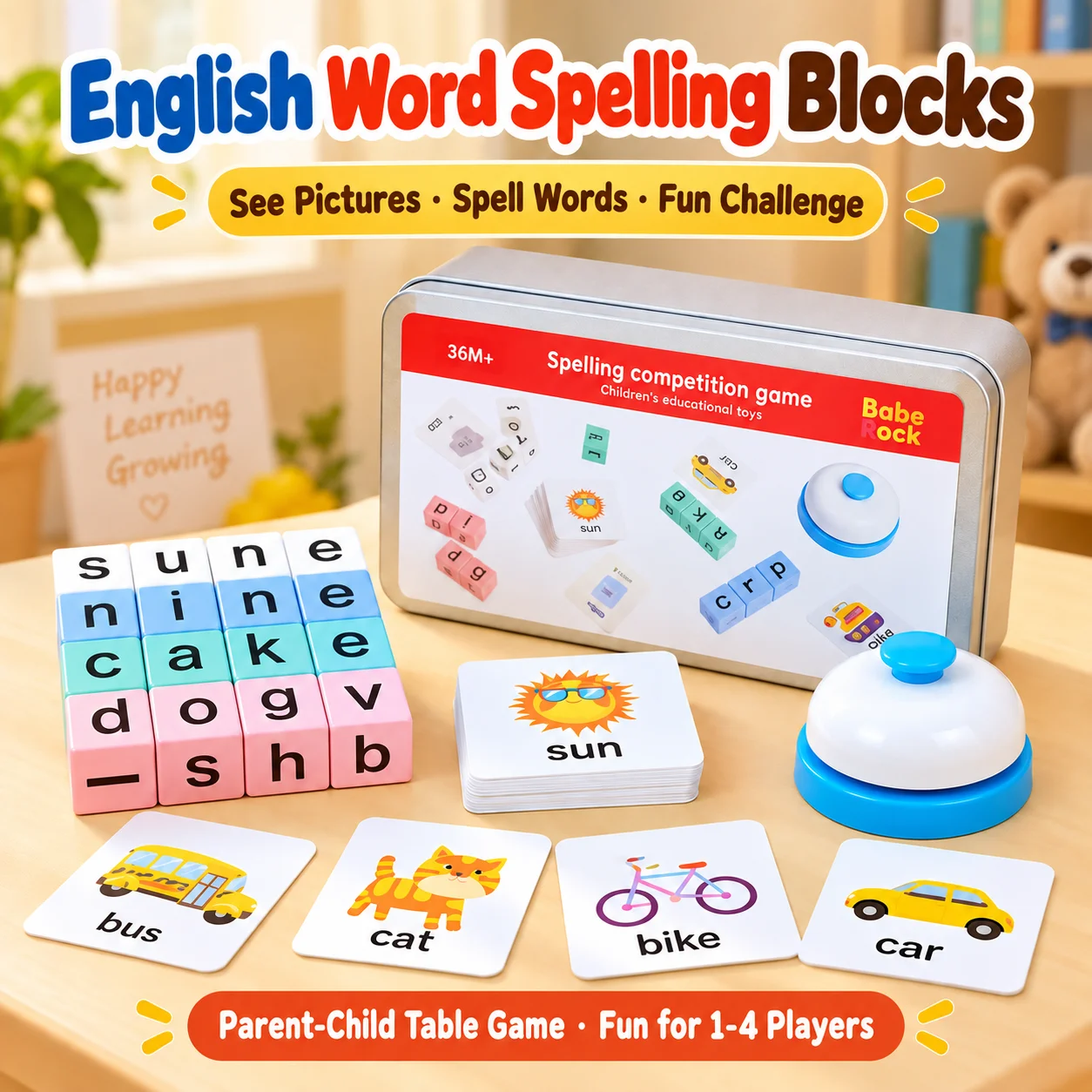 Montessori Wooden Spell Word Toy Letter Cognitive Challenge Memory English Word Game Early Learning Educational Toy For Children