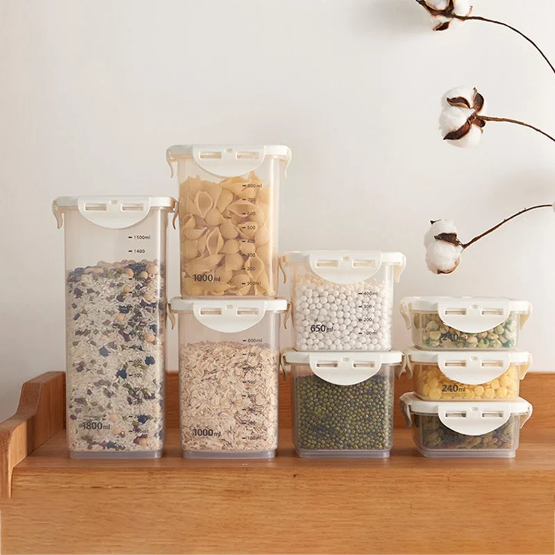 Plastic Storage Jars with Airtight Lid Food Storage Containers for Pantry Organization and Storage for Cereal Flour Sugar