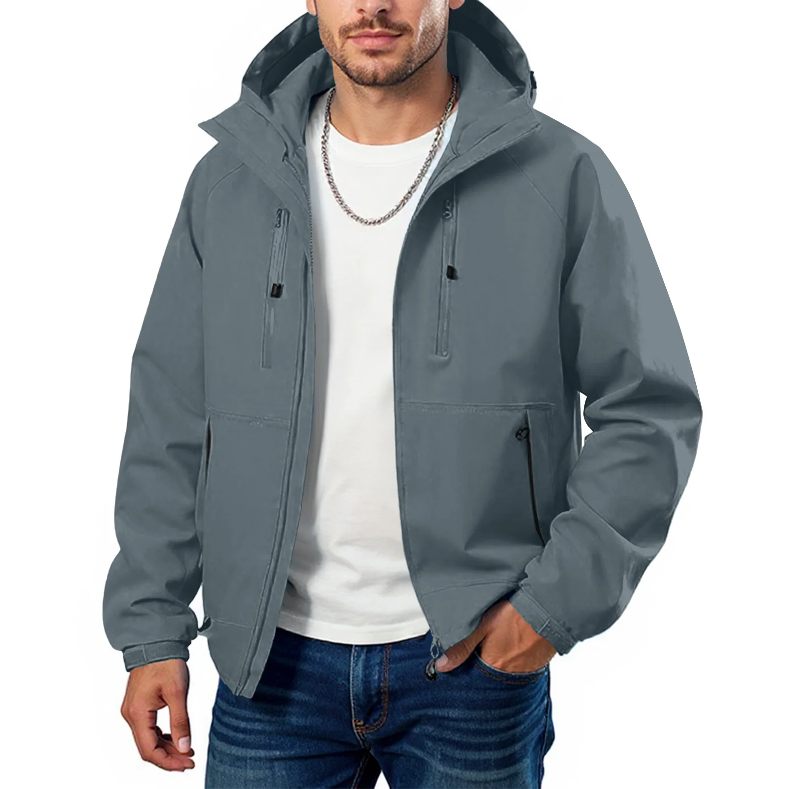 سترات التنزه الخريف سترة واقية مقاومة للماء الرجال التخييم في الهواء الطلق معاطف النساء تسلق يندبروف السترات التخييم معطف مقنع #4