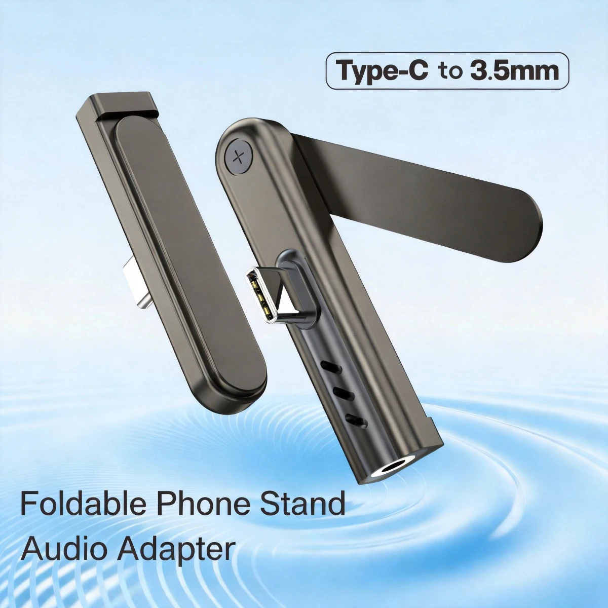 USB C to 3.5mm Jack Audio Bracket Adapter Folding Phone Stand Aluminum Alloy Mini Headphone Converter For iPhone Samsung Huawei