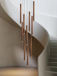 Modern Stair Chandelier Nordic Luxury Minimalist Pendant Light Designer Villa Living Room Lighting LED Showroom Stair Chandelier