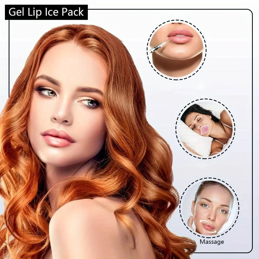 عبوة ثلج جل على شكل شفة قابلة لإعادة الاستخدام للشفاه والوجه - أداة العناية بالبشرة للاسترخاء الساخن/البارد - درجة حرارة مزدوجة مرنة قابلة لإعادة الاستخدام للساخنة والباردة