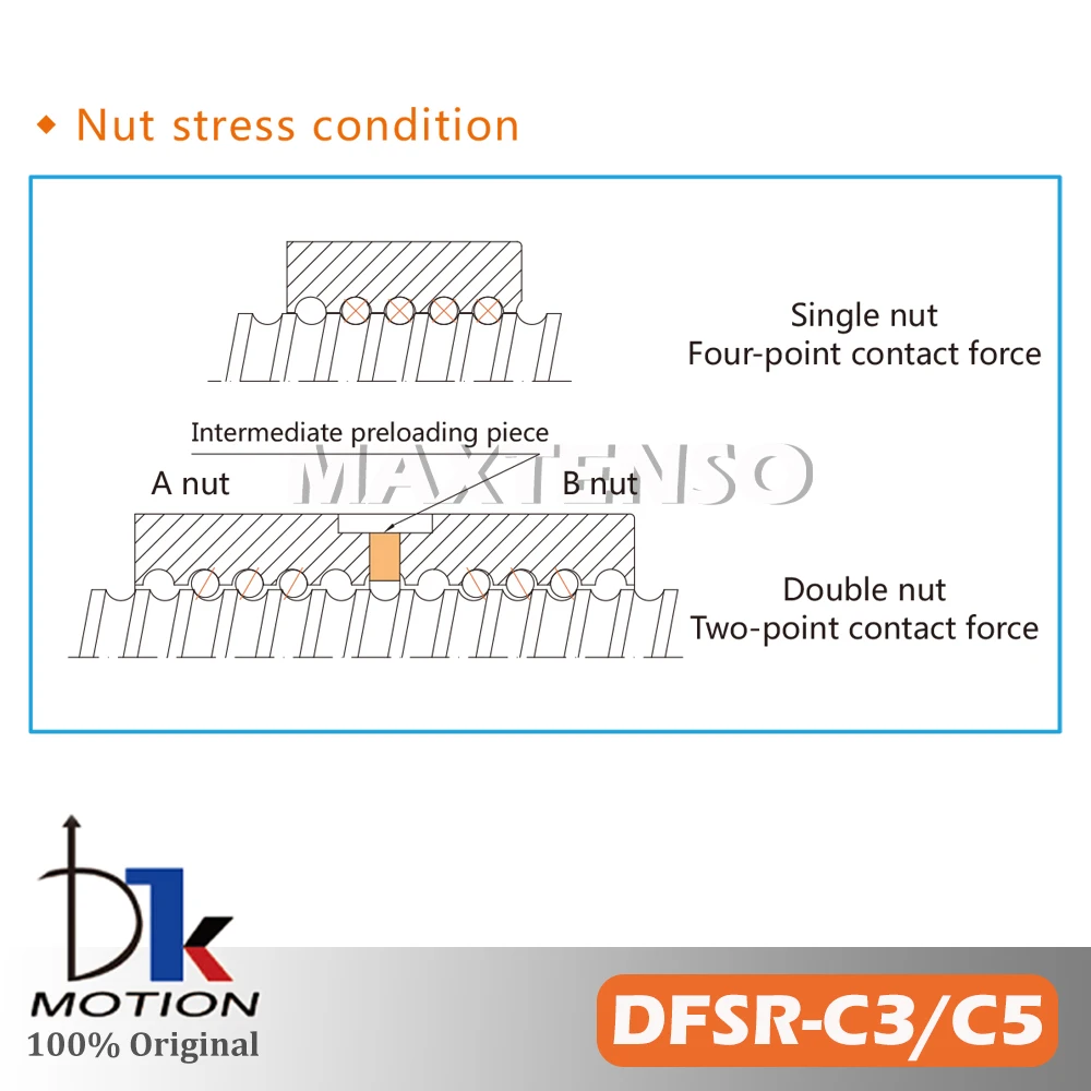DTK DFSR1605 الأرض C3 C5 الكرة اللولبية OFU DFU مزدوجة الجوز عالية الدقة شفة عالية السرعة منخفضة الضوضاء حياة طويلة تمتد طحن المغزل