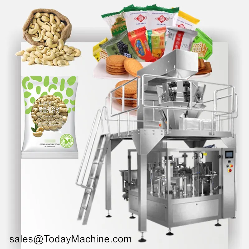 Multi-Function Full Automatic Candy Banana Chips Snack Grain Cat Food Premade Bag Zip Lock Bag Packaging Machine