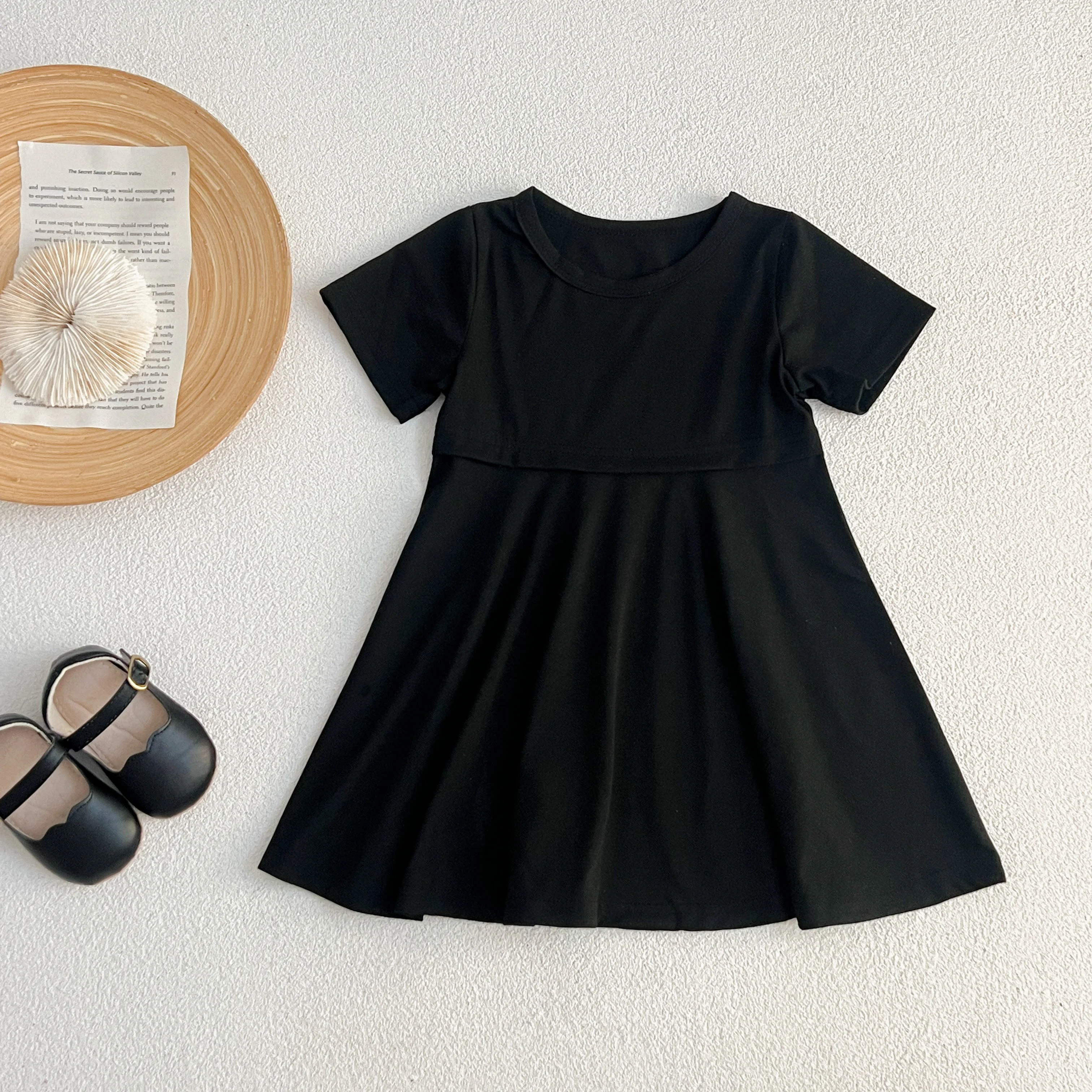 Sommer Kinder Baby Kleid schwarz Baby Mädchen Kleid kurz ärmel ige süße Kleid für Mädchen Kurzarm eine Linie Party Kleid Mädchen Kleidung – Detail 14