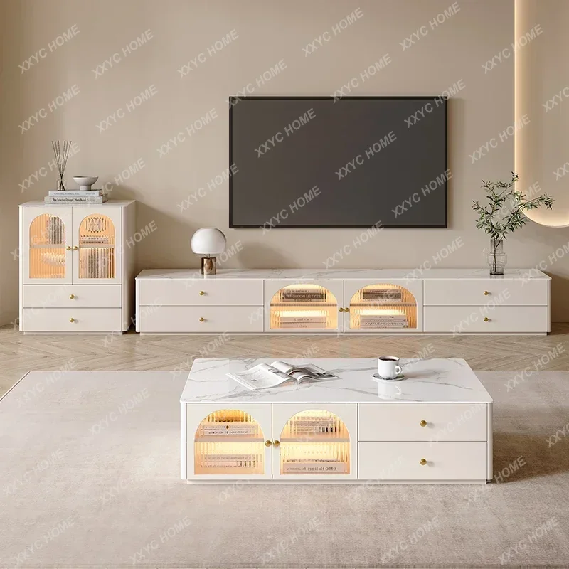 Luxury Light Universal Tv Stand Living Room Modern Glass House White Tv Table Nordic Floor Designer