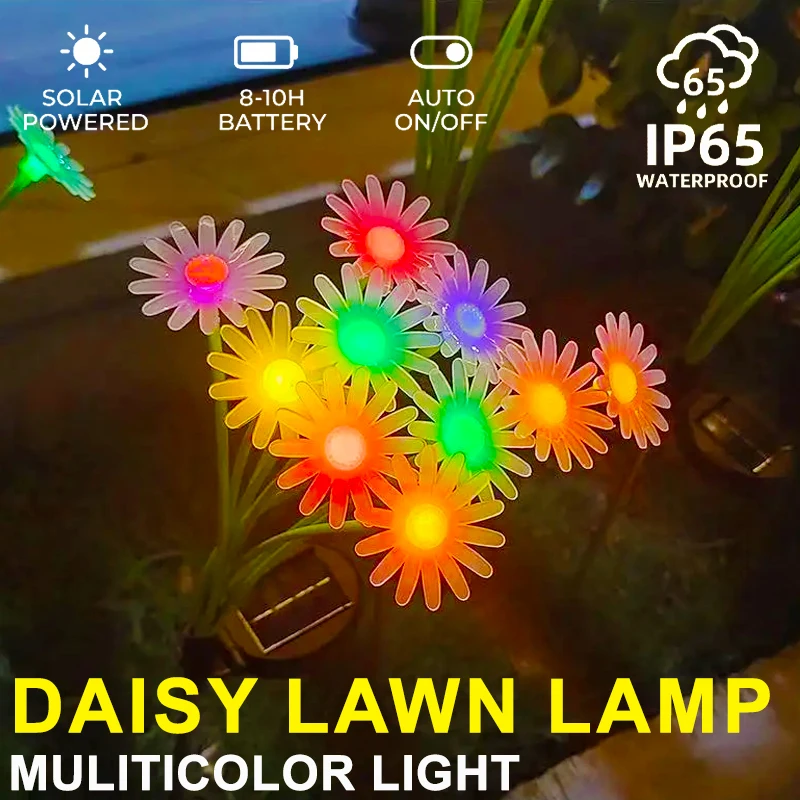 Solar Daisy Lights 6/8/10LED Solar Lamp Outdoor Yard Garden Decoration Landscape Lighting for Lawn Patio Pathway Night