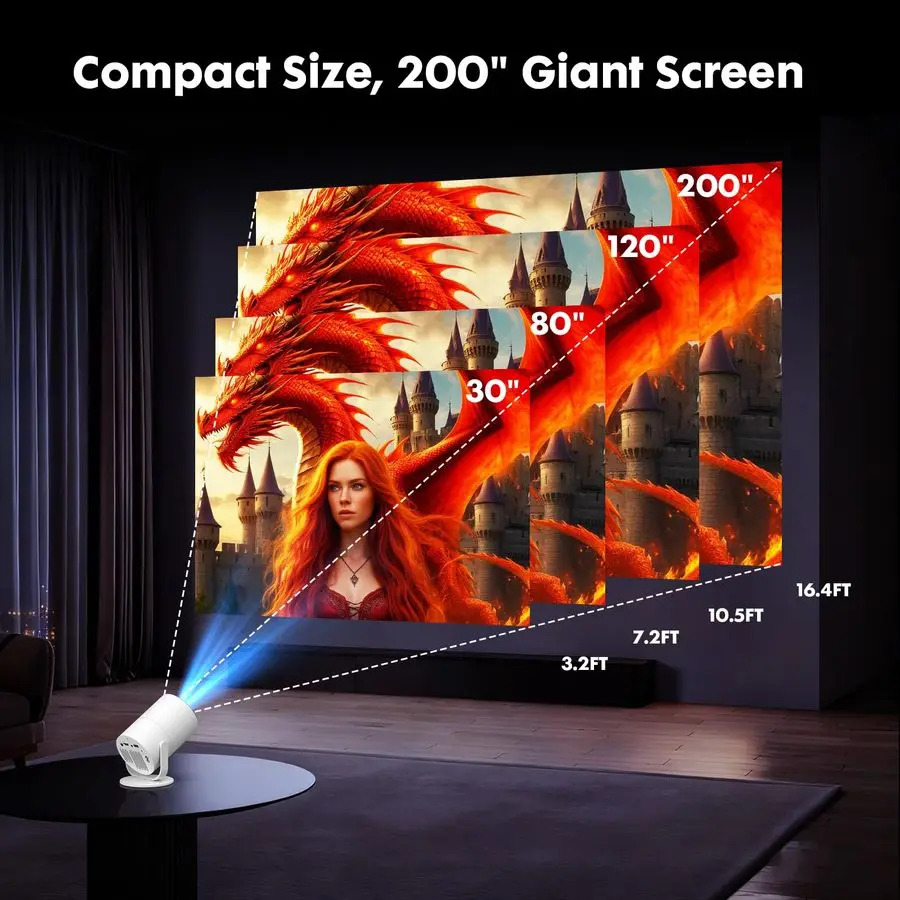 Apps Mini Projector with WiFi and Bluetooth amp Android 12, Electric Focus 1080P Mini Portable Projector, Compatible with HDMI S