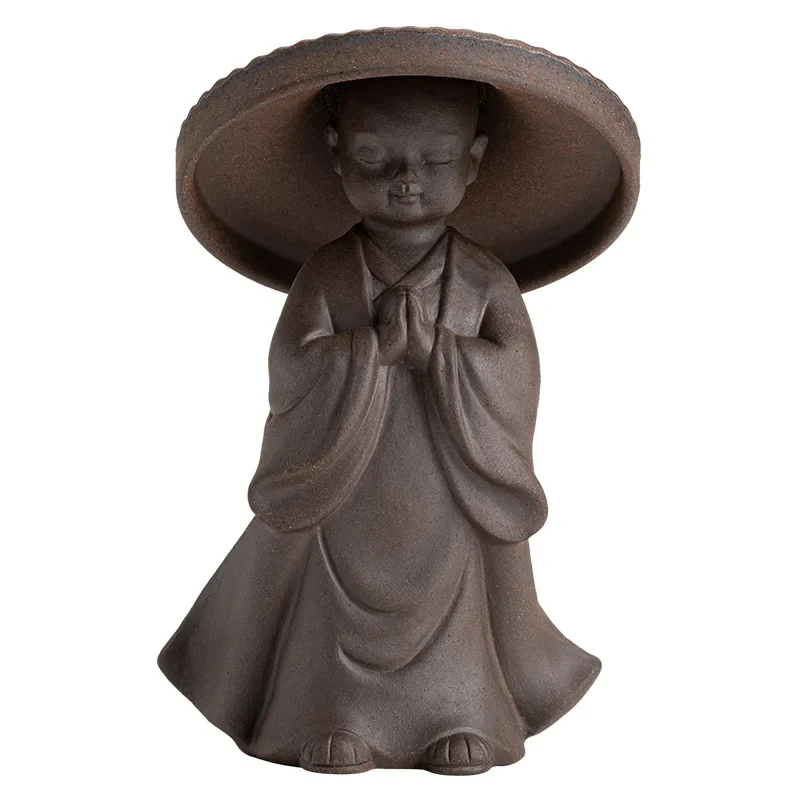 Japanese Gilding Iron Glaze Monk Tea Strainer All-Ceramic Integrated FilterTea Pet Decoration Tea Net Tea Strainer Tea Filter
