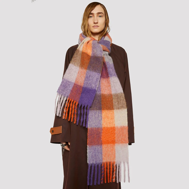 2022 New Men Women Cashmere Scarf Thicked Warm Blanket Colorful Plaid Long Tassels Soft Shawls Neck Wraps Scarves