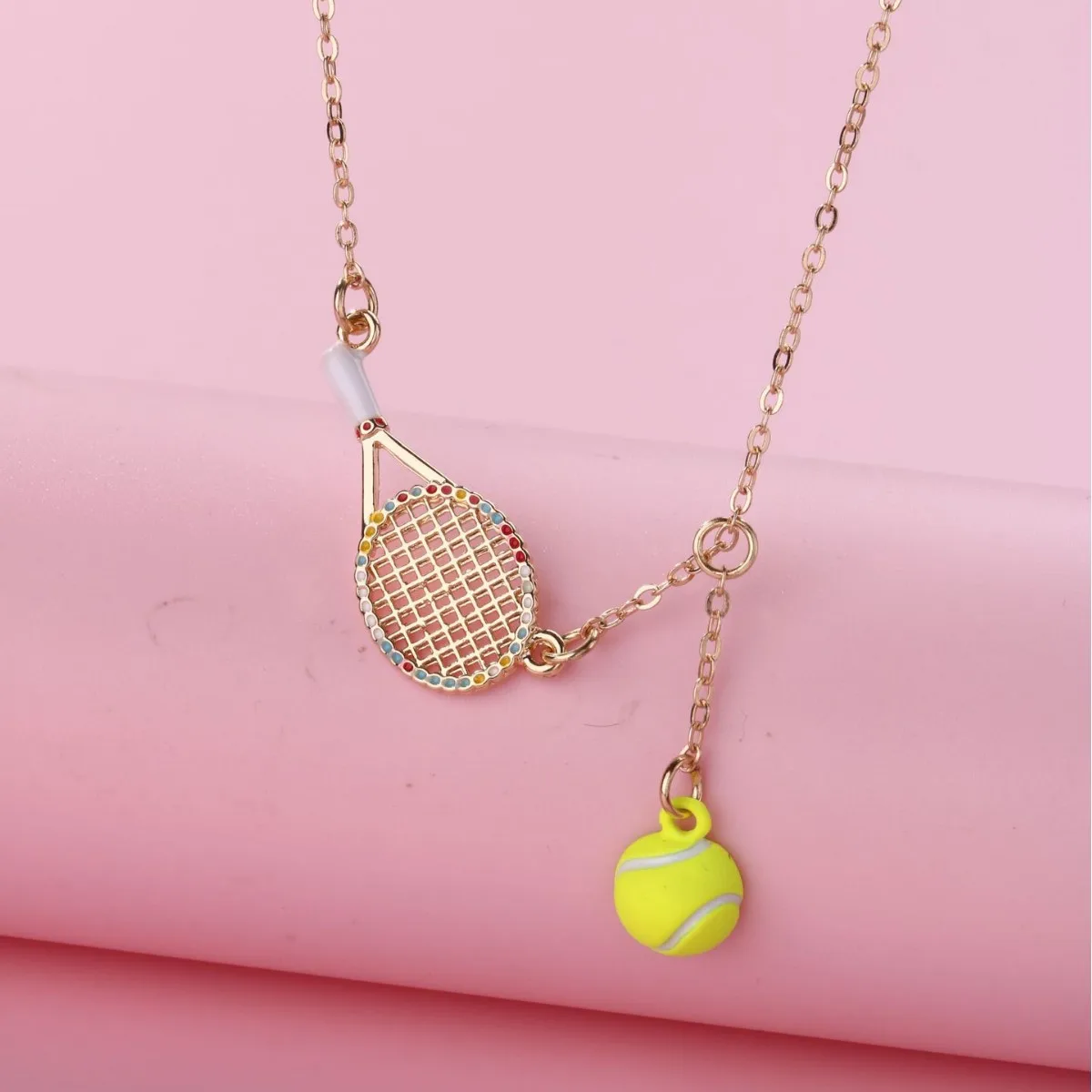 tennis racket necklace  Sport Pendant Necklace for Women Men Boys Girls Inspirational Jewelry Tennis Lovers Gifts Wholesale