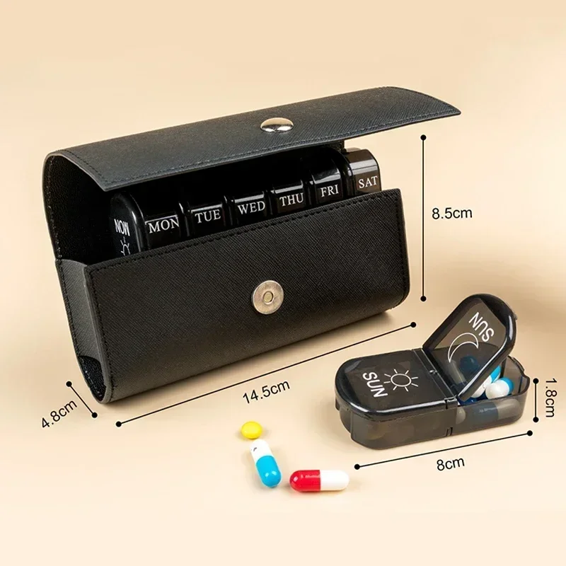 

Кожаная сумка с 14 сетками, аптечка, еженедельная 7-дневная аптечка для таблеток, держатель, органайзер, ящик для хранения таблеток для лекарств, витаминов