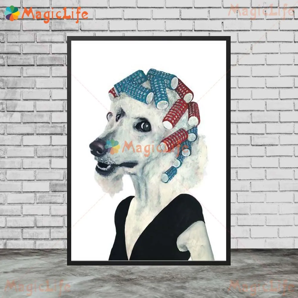 Funny Portrait Animal Cartoon Cat Dog Modern Poster Prints Wall Pictures For Living Room Wall Art Canvas Painting Unframed