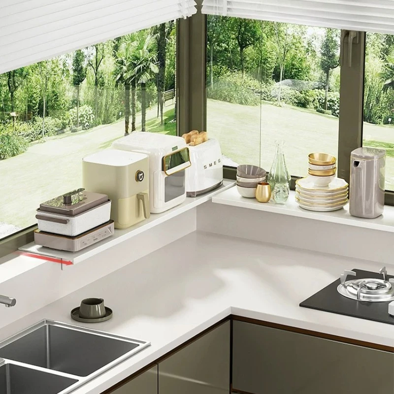 Kitchen Windowsill Storage Extension Board,Non Perforated Magnetic Storage Rack,Multifunctional Countertop,Widened Storage Plate