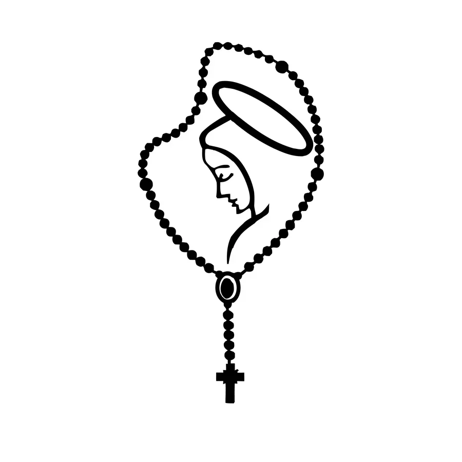 Car Sticker Rosary Virgin Mary Fatima Vinyl Catholic Paper Decal Catholic Religious Virgin Latina Car Accessories Stickers,15CM