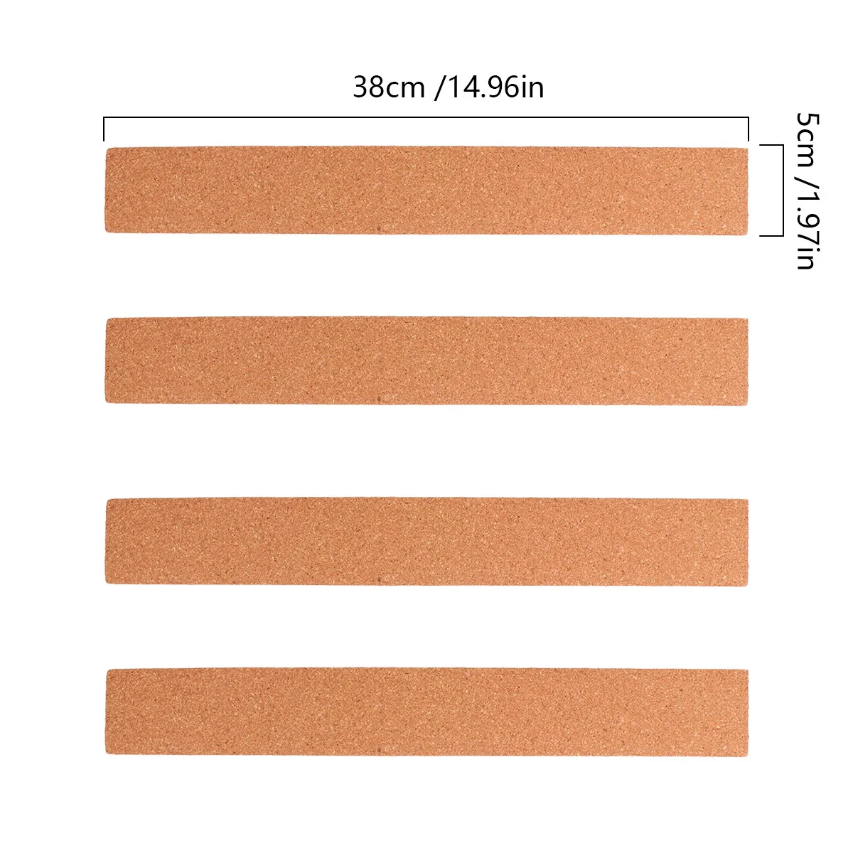 4Pcs Cork Bulletin Bar Strip Natural Frameless Wooden Message Board Portable for Office Home Classroom and Meeting Room