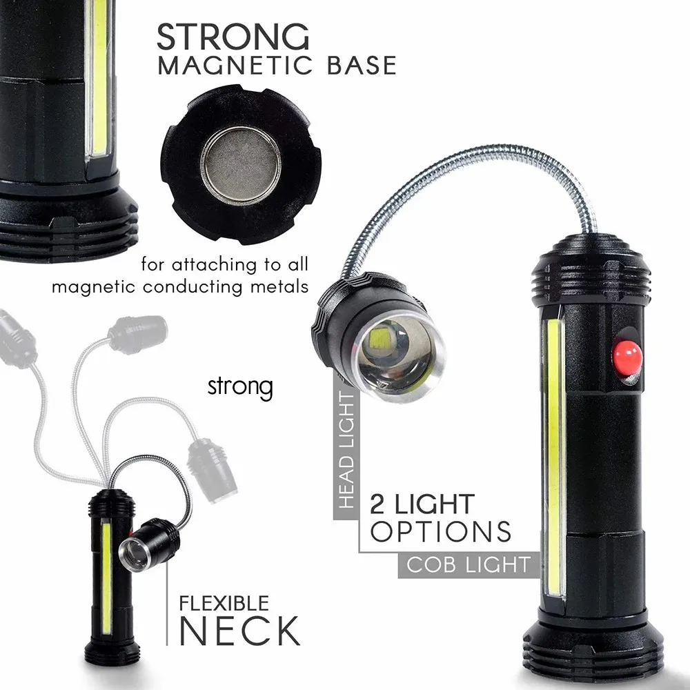D5 COB Working Light edc Lamp USB Rechargeable LED Flashlight Magnet Barbecue Lamp Zoom Camping Lantern Powerful BBQ Light Torch