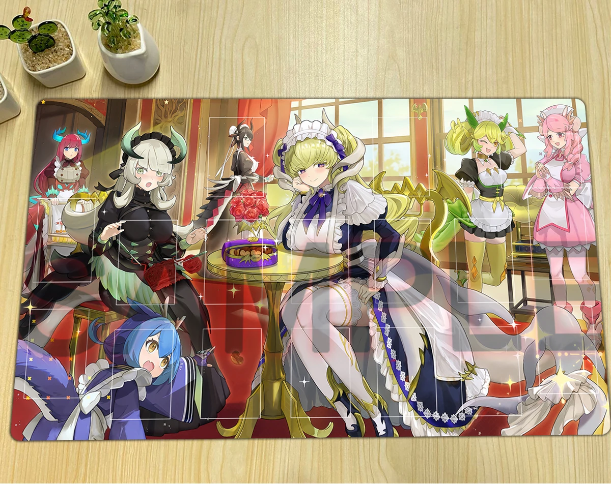 YuGiOh Lady's Dragonmaid Playmat Chamber Dragonmaid TCG CCG Mat House Dragonmaid Board Game Pad Trading Card Game Mat Mousepad