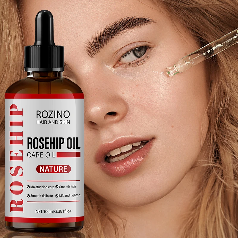 3.38 Ounces of Pure Rosehip Essential Oil, Suitable for Facial, Body, and Hair Care - Hypoallergenic, Moisturizing, Firming, Light Beige Care Oil, Containing Natural Rosehip Extract, Suitable for All Light Beige Skin Types (Sensitive, Dry, Oily), Unisex, Suitable for the Entire Body