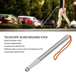 Blind Reflective Cane Shockproof Metal Telescopic Blind Cane 1.28m Portable with Storage Bag for Visually Impaired People