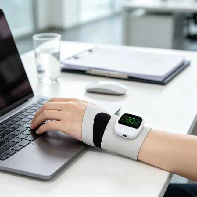 8 Modes Electric Hand Massager With Vibration Function, 32 Levels Adjustable Rechargeable Wrist Wrap Massage Device