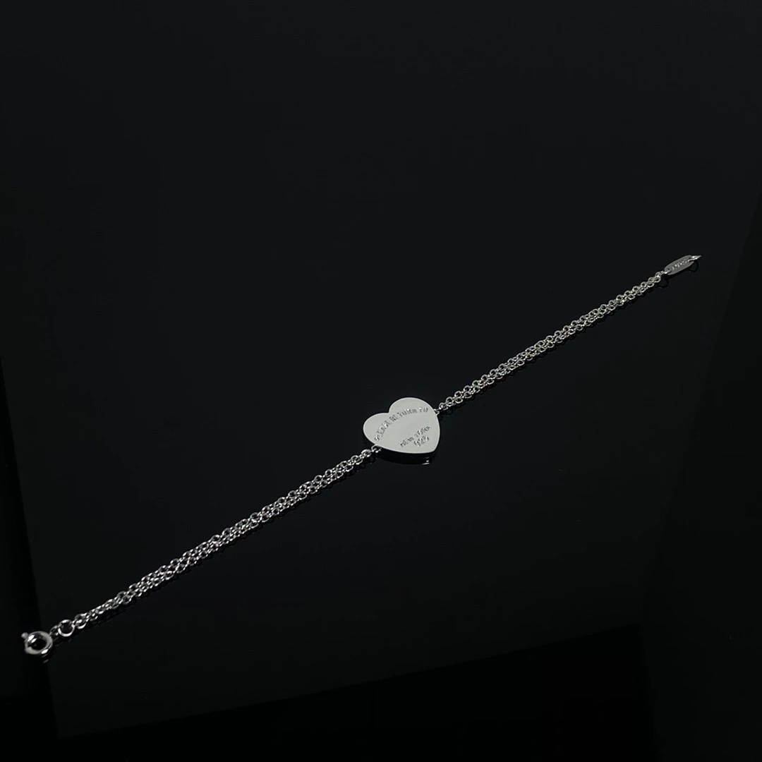 Joyería de plata de alta calidad para mujer, colgante en forma de corazón exquisito, pulsera de cadena doble, regalo de joyería