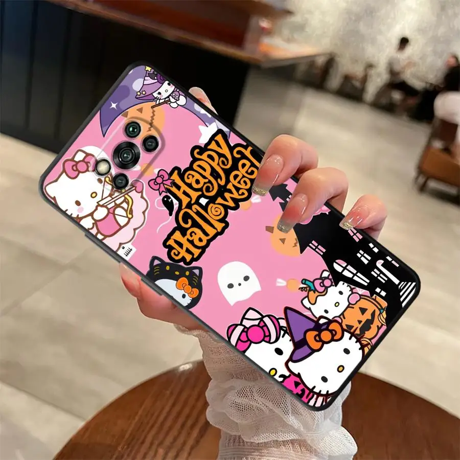 Custodia morbida per telefono posteriore per Xiaomi Poco F3 F4 F5 M5 X3 X4 X5 M3 M4 Pro C65 C51 C50 Rosa Hello Kitty Halloween