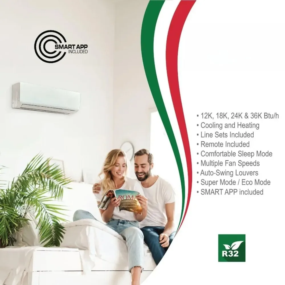 24000 BTU 230V Mini Split Heat Pump 17 SEER2 Pre-Charged 13FT Customizable