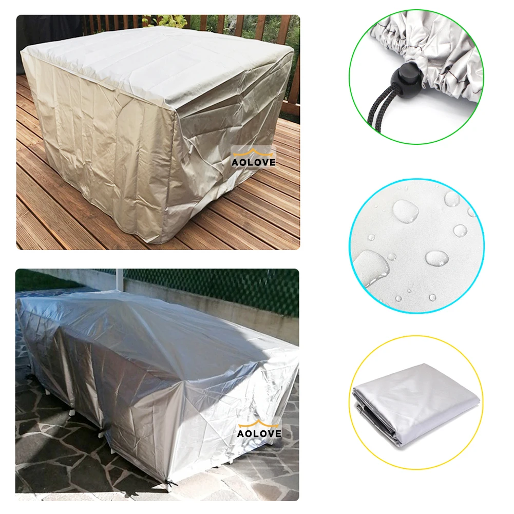 Outdoor Furniture Set Cover Waterproof Rain Snow Dust Wind Proof Anti-UV Oxford Fabric Garden Lawn Patio Furniture Set Cover