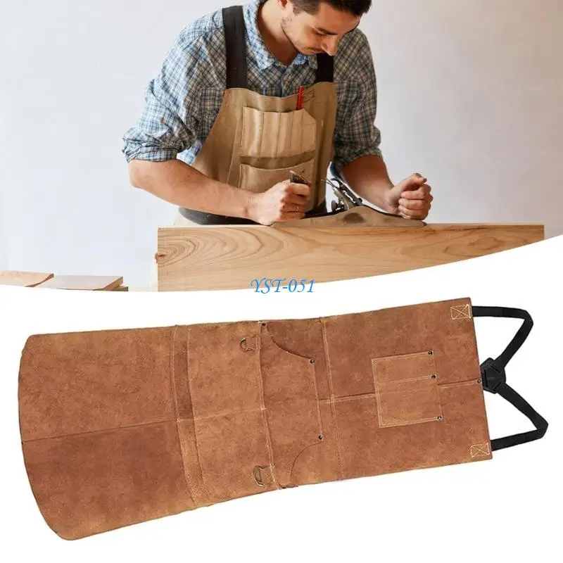 E15A Celemek pengelasan tebal tahan lama dengan 6 kantong untuk menawarkan daya tahan yang unggul