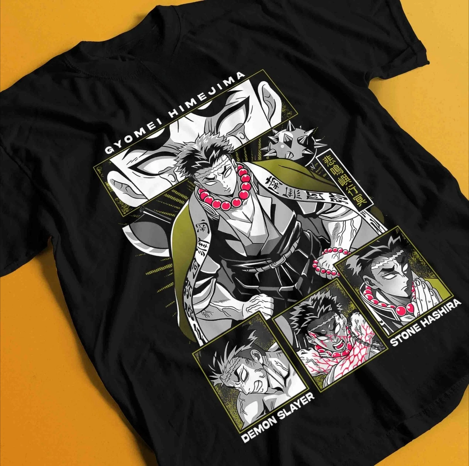 Demon Slayer Shirt Stone Hashira T-Shirt Gyomei Himejima T-Shirt Muzan Tanjiro Sommer-T-Shirt für Herren und Damen, atmungsaktives T-Shirt-Oberteil