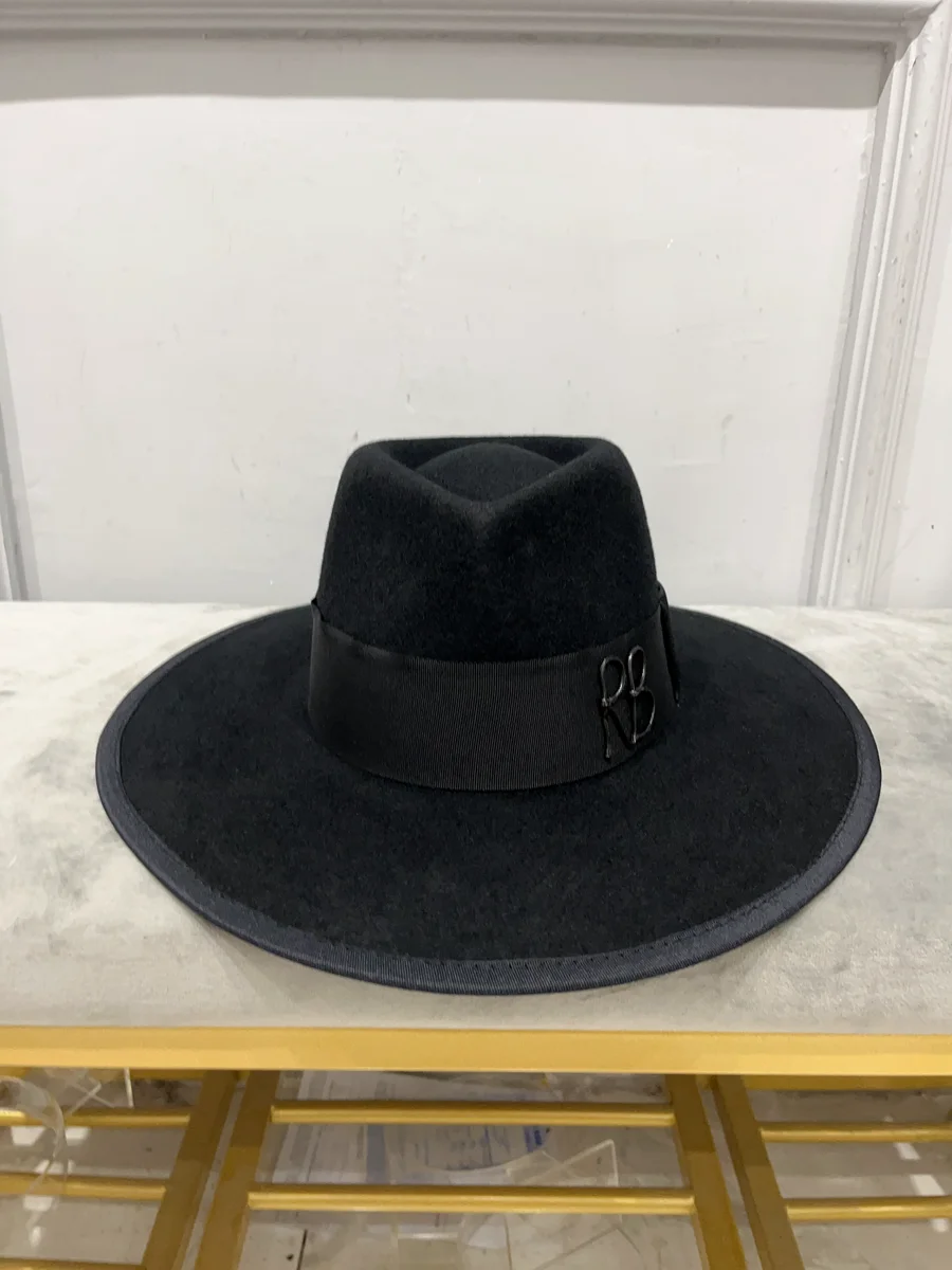 2023 new arrival black wool hat for women and men Monogram-embellished fedora hat