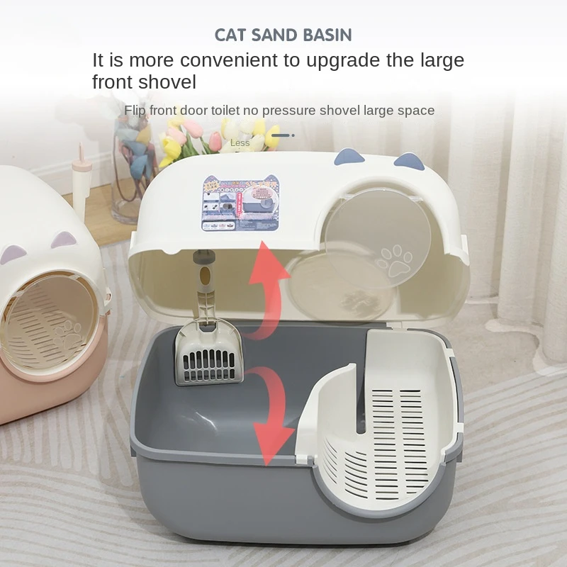 

2023 New Fully Enclosed Cat Toilet Pet Long Channel Litter Box Sand Leakage Large Corridor Type Pet Products Cat Litter Basin