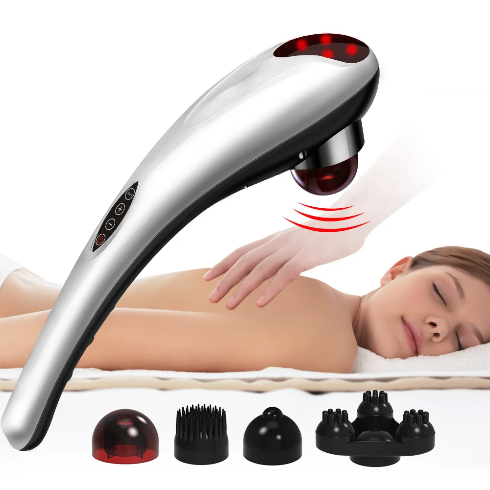 

LY-606A Manual three changeable massage head dolphin corded wired shape handy infrared body massage hammer