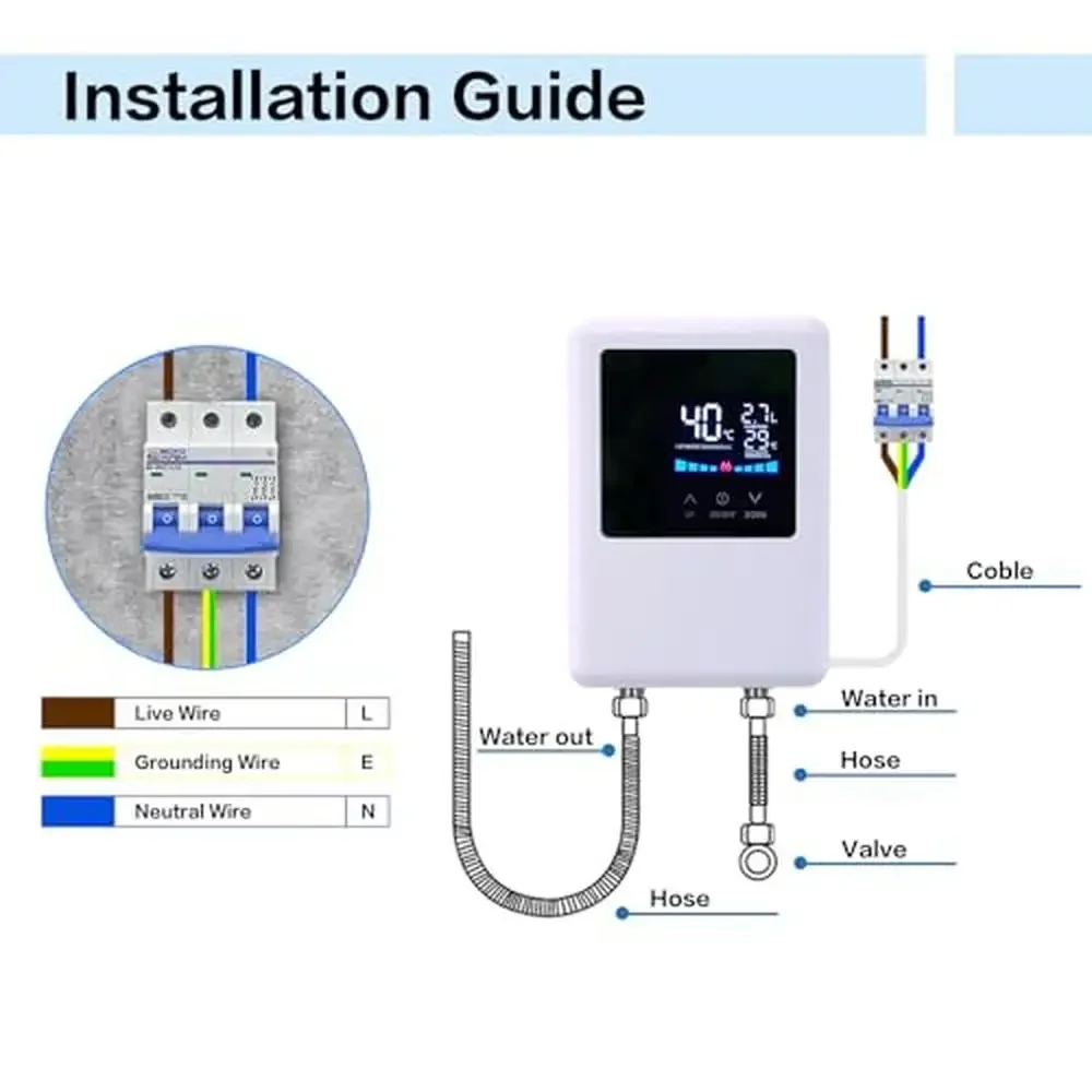 Aquecedor elétrico de água sem tanque, 5000w, 110v, 120v, controle remoto, aquecedor de água quente termostático instantâneo, cozinha, rvs, espaços compactos