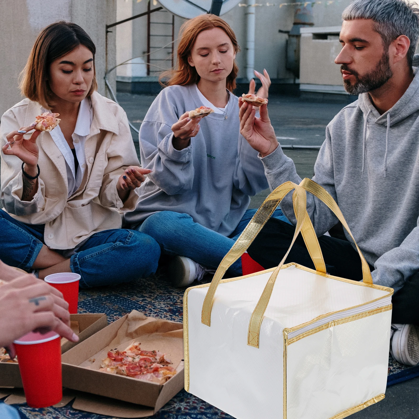 

Insulated Fresh Thermal Storage Package Portable Pizza Pouch Tote Lunch Large Capacity Thickened Material Heat Preservation Food