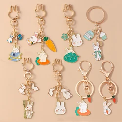 Aihua Lovely Carrot Rabbit Keychain For Women Cute Animal Bunny Key Rings Car Key Handbag Pendant Jewelry Souvenir Gifts