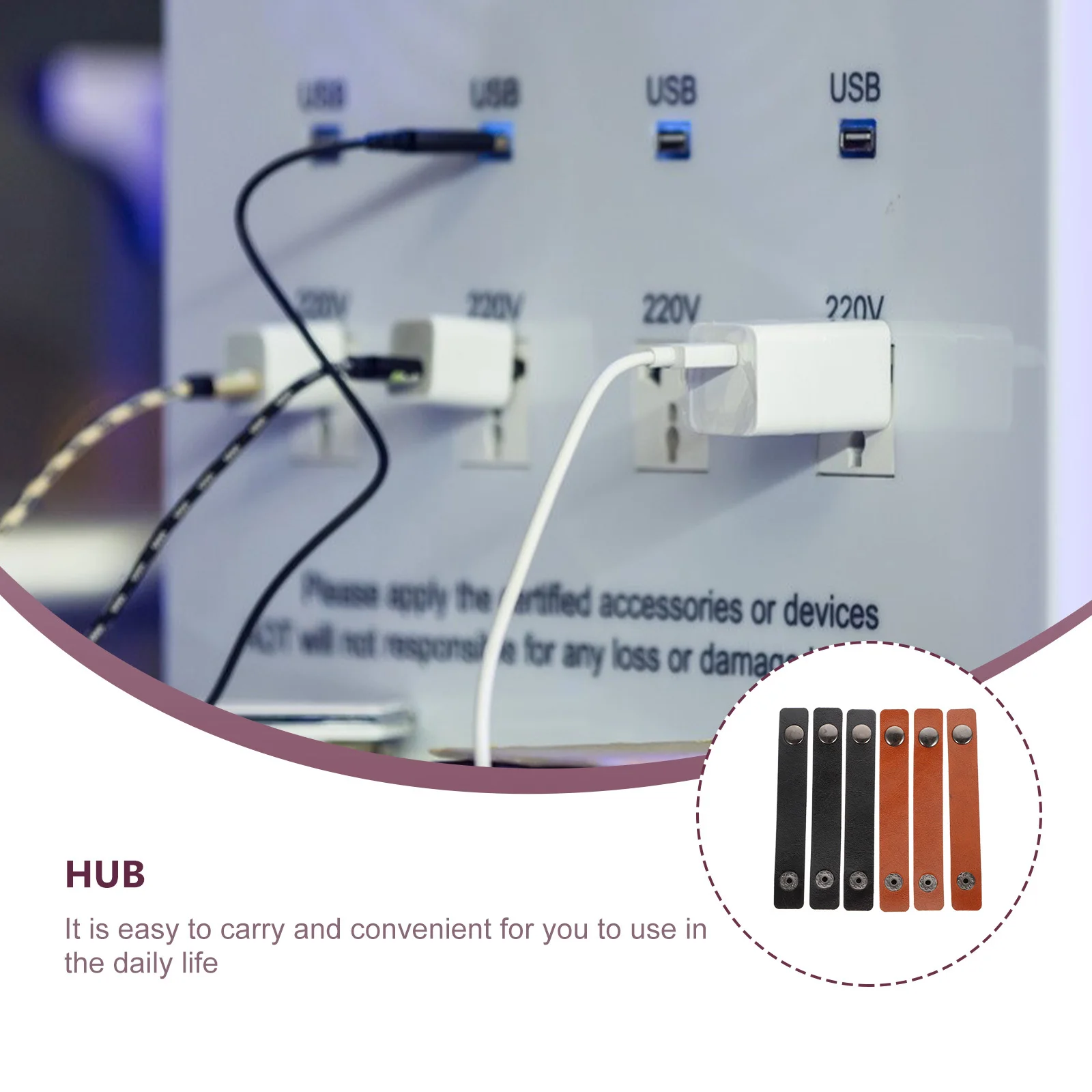 

6Pcs Microfiber Cord Organizer Winding Strap Anti-Winding Cable Keeper Earphone Winder USB Cord Clips Strap