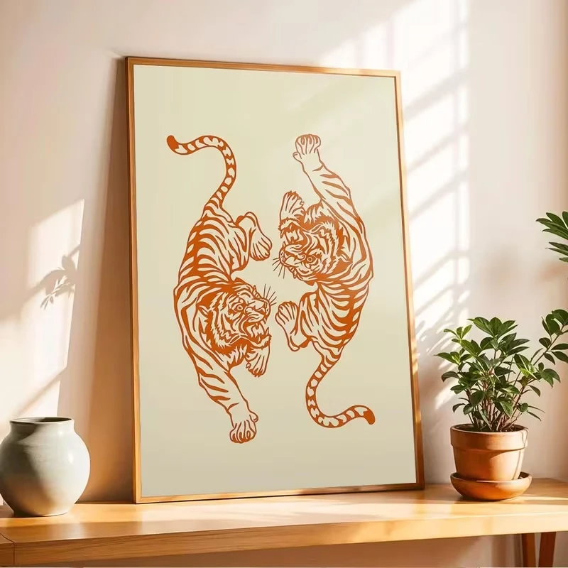 Modern Minimalist Tiger Artwork Wall Art Print Canvas Painting Poster Picture For Bedroom,Living Room Home Decor