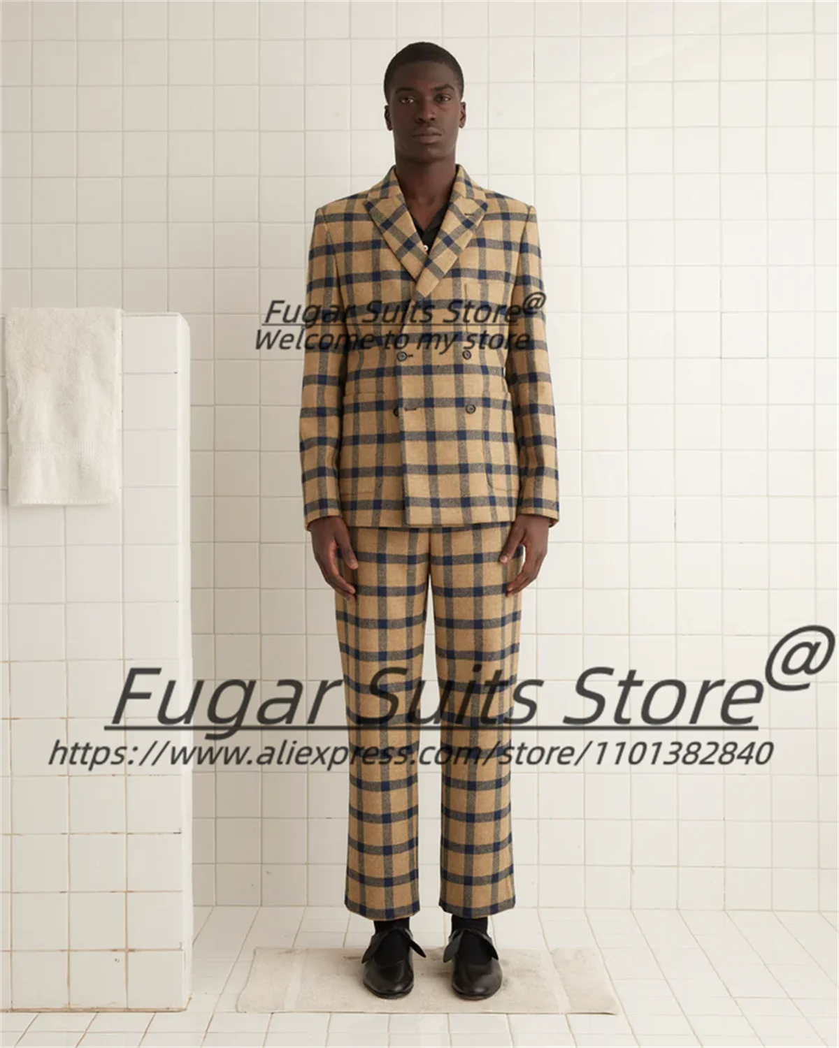 Smoking da sposo formale lussuoso doppio petto smoking da sposa personalizzato slim fit con risvolto a punta abiti da uomo set da 2 pezzi classico Ropa Hombre