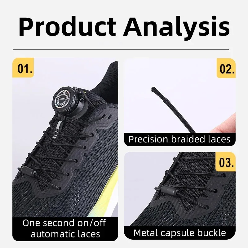 أربطة أحذية بإبزيم دوار بحبل سميك ترقية جديدة أربطة أوتوماتيكية بدون أربطة أحذية رياضية رباط حذاء إكسسوارات أحذية للأطفال Adul