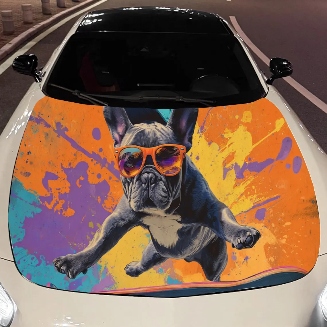 

Fun Dog Graffiti print,car hood stickers,PVC waterproof Self adhesive car hood sticker,car hood decoration protection stickers,A