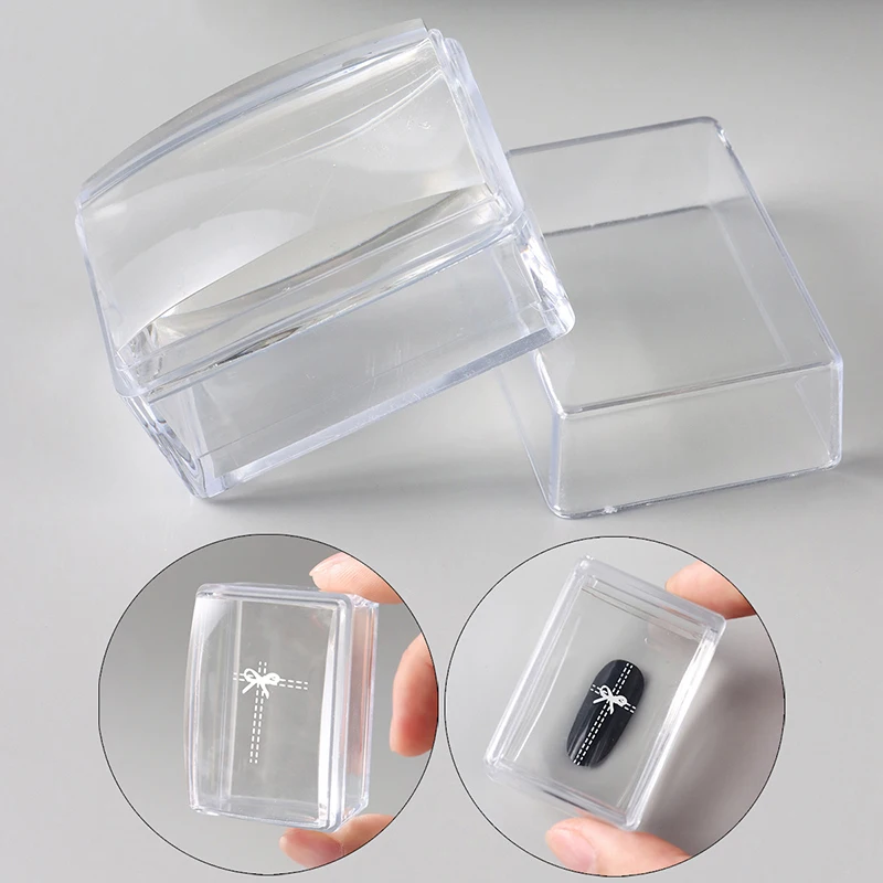 French stamp manicure transparent rectangular nail art stamp with scraper silicone head transfer tool quick transparent jelly